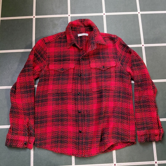 Outerknown Sweaters - Outerknown Red and Black Woven Plaid Shirt